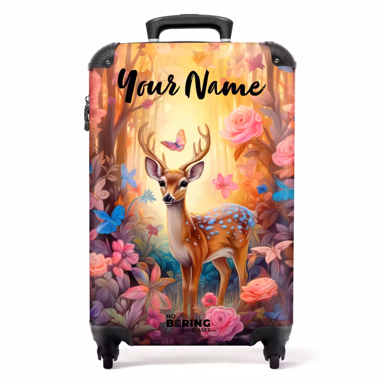 Suitcase with name - Blossom forest deer — 1