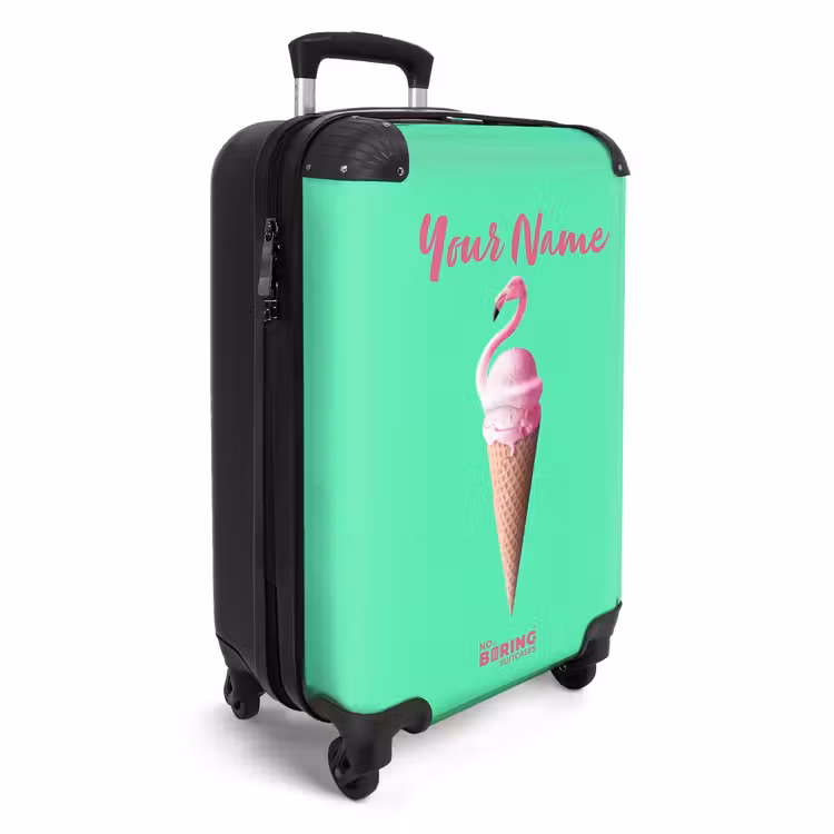 Suitcase with name - Flamingo cone — 2