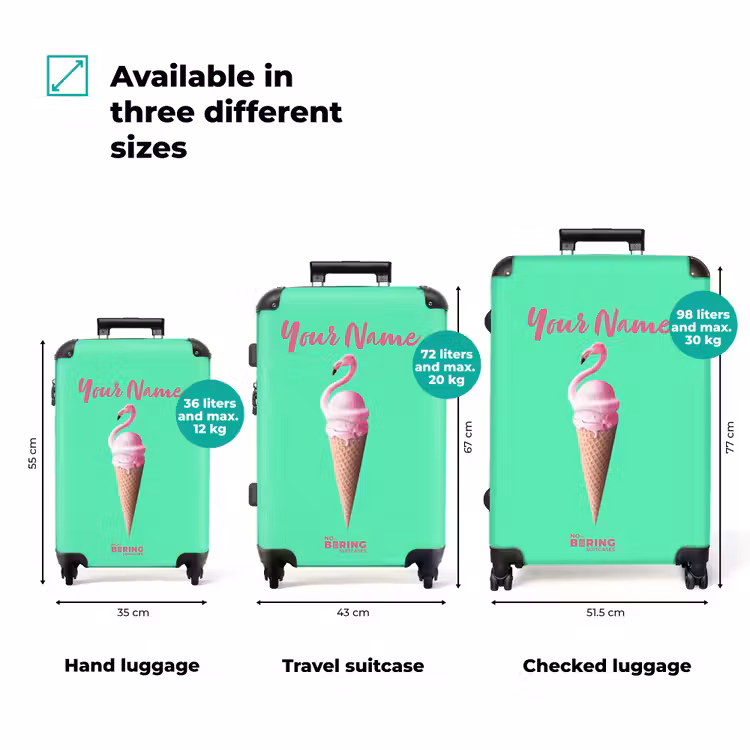 Suitcase with name - Flamingo cone — 3