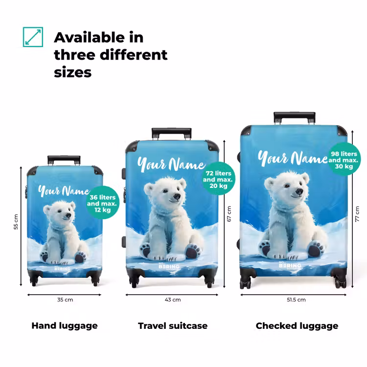 Suitcase with name - IJsbrand polar bear — 3