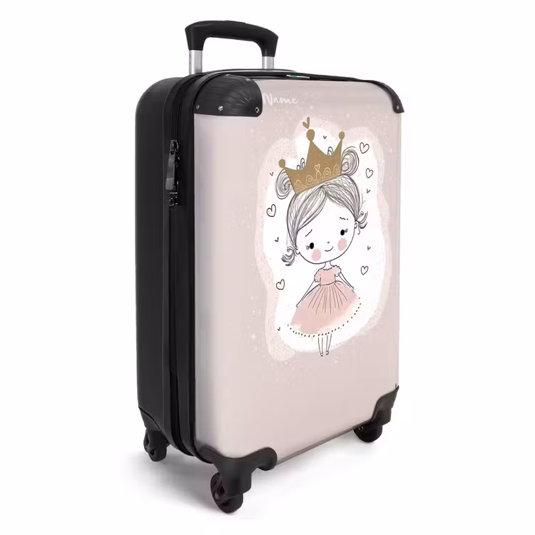 Suitcase with name - Princess on colored background with hearts — 2