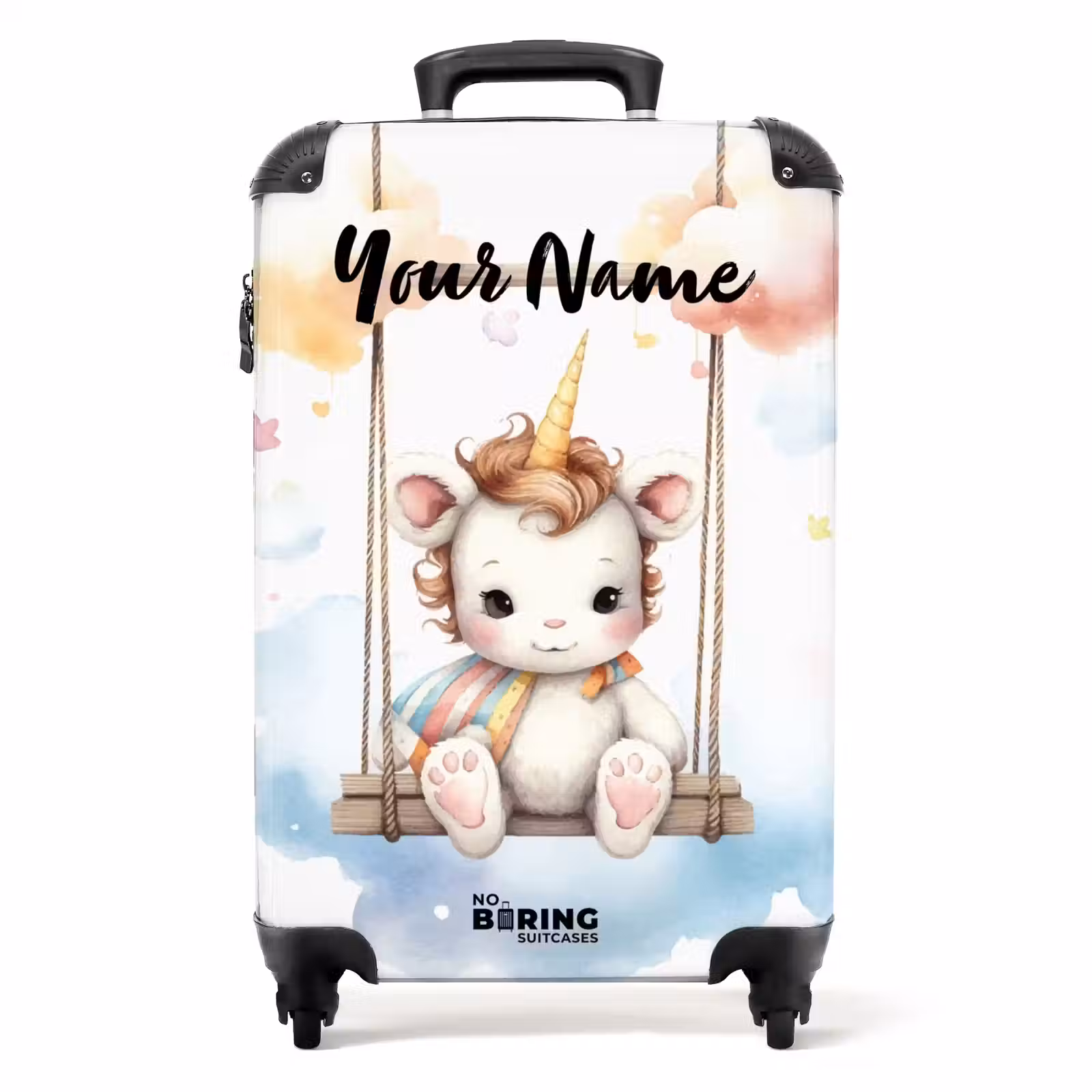 Suitcase with name - Rocking baby unicorn — 1