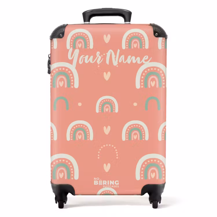 Suitcase with name - Coral color arcs — 1