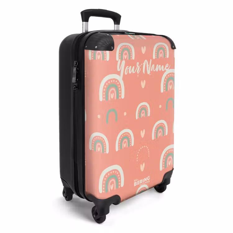 Suitcase with name - Coral color arcs — 2
