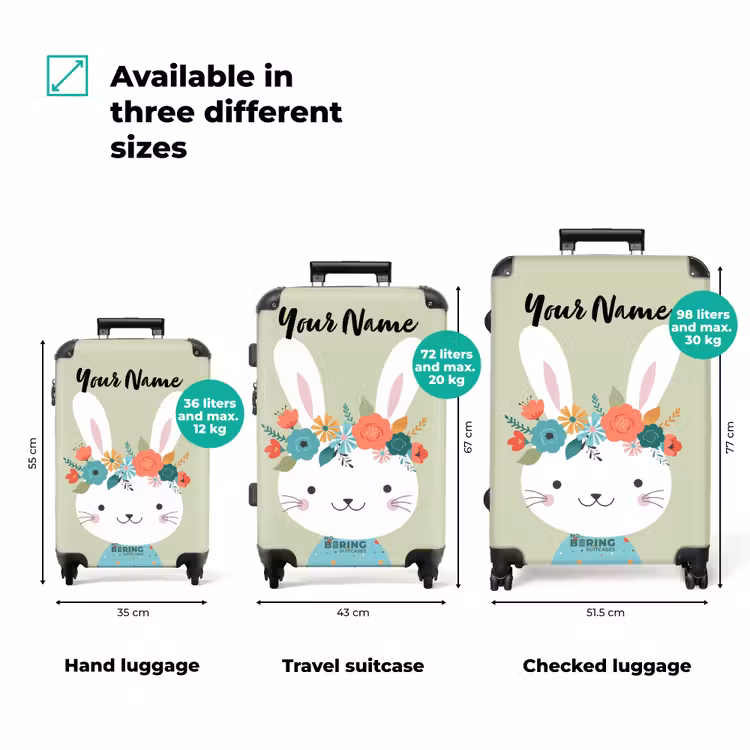 Suitcase with name - Hippie hare — 3