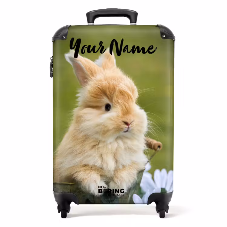 Suitcase with name - Rabbit in flower pot — 1