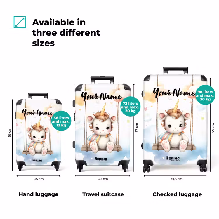Suitcase with name - Rocking baby unicorn — 3