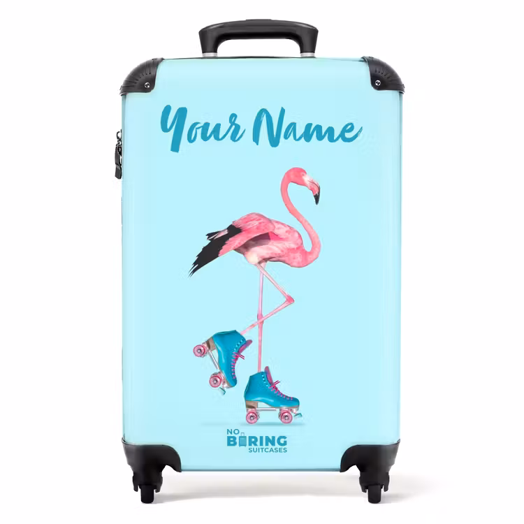 Suitcase with name - Flashy flamingo — 1