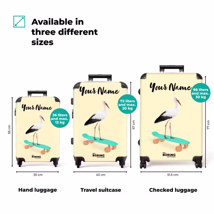 Suitcase with name - Riding heron — 3