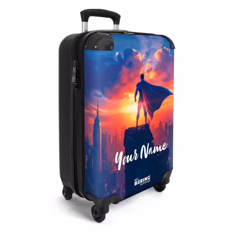 Suitcase with name - Skyscraper superhero — 2