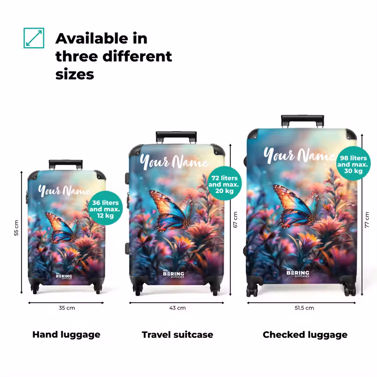 Suitcase with name - Butterfly flowers — 3