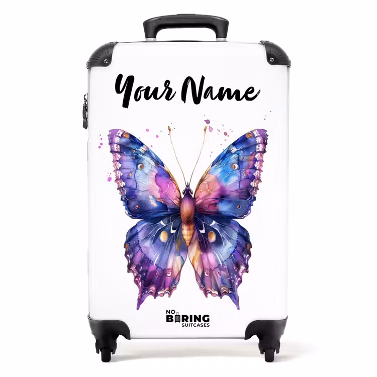 Suitcase with name - Purple splendor butterfly — 1