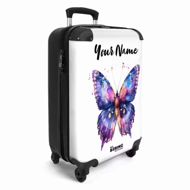 Suitcase with name - Purple splendor butterfly — 2