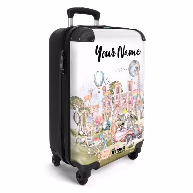 Suitcase with name - Animal fantasy city — 2