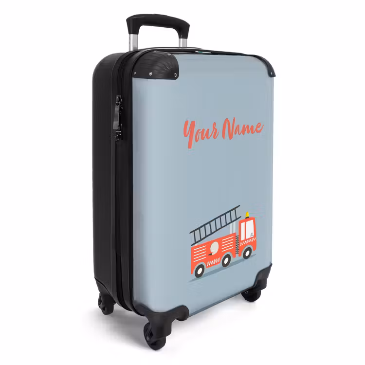 Suitcase with name - Fire engine blue background — 2