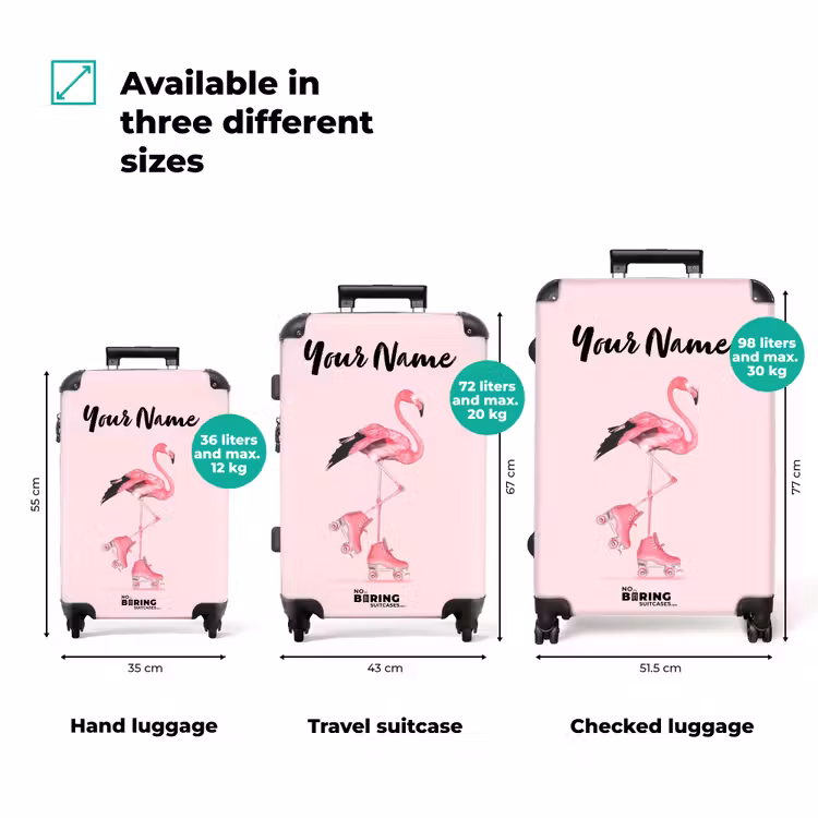 Suitcase with name - Pink roller flamingo — 3