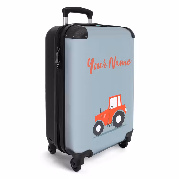 Suitcase with name - Red trigger blue background — 2