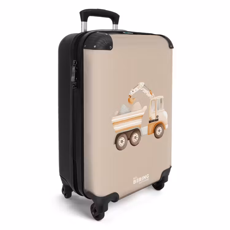 Suitcase - Yellow dump truck in neutral colors — 4