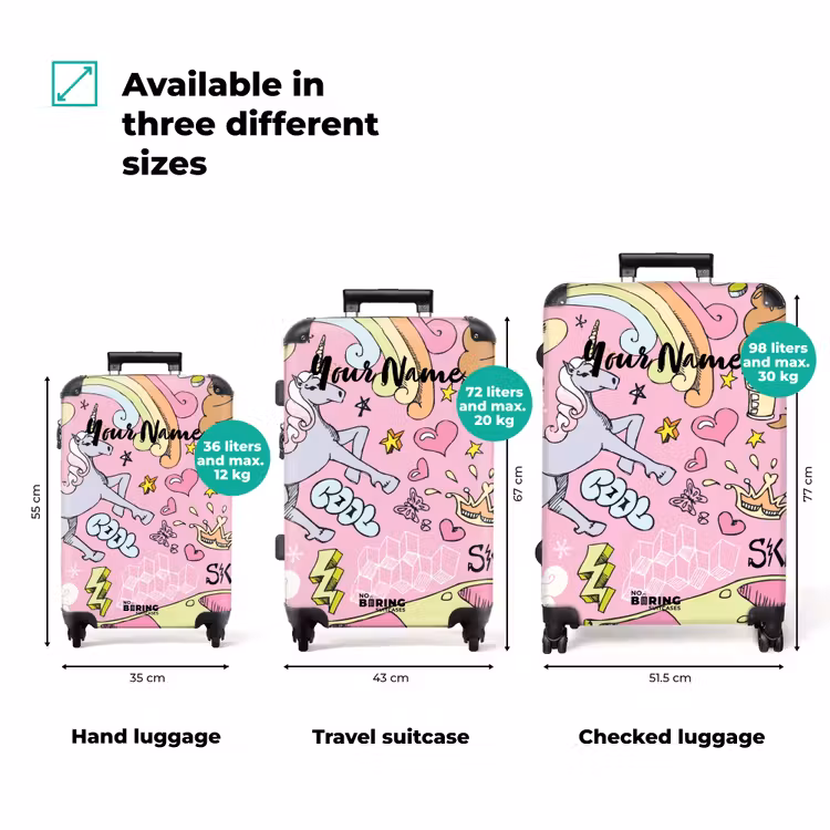 Suitcase with name - Unicorn doodles — 3