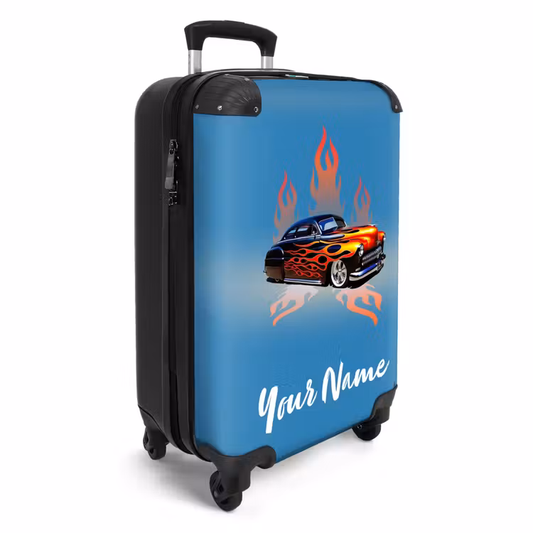 Suitcase with name - Hotrod flames — 2