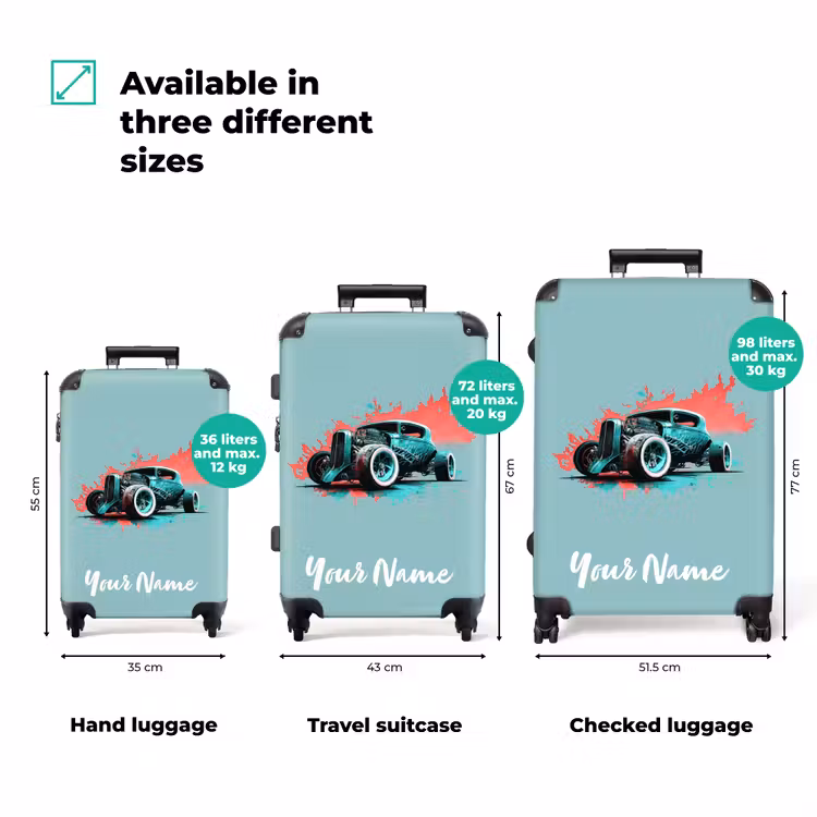 Suitcase with name - Hotrod turquoise — 3