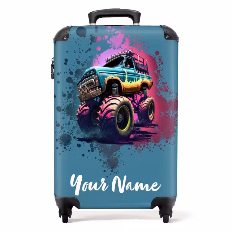 Suitcase with name - Monster Wheels — 1