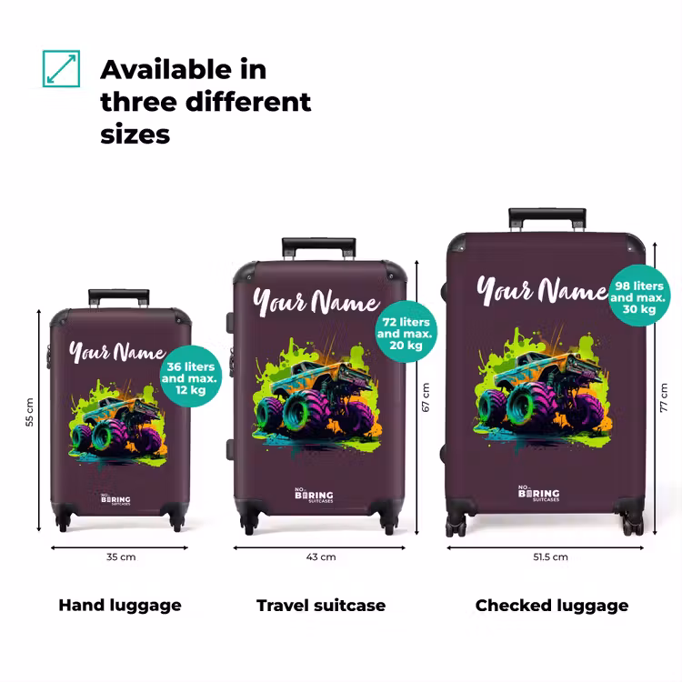 Suitcase with name - Neon Wheels — 3