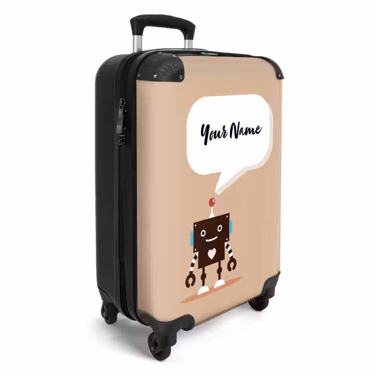 Suitcase with name - Talking robot beige — 2