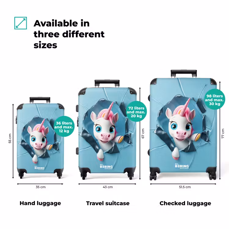 Suitcase - White unicorn comes through blue plastic — 3