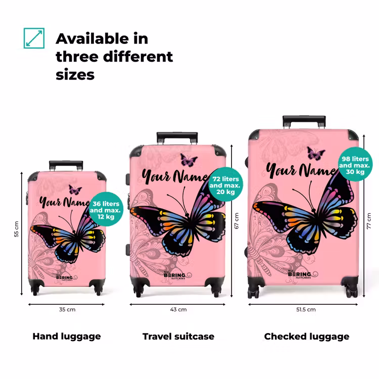 Suitcase with name - Bubblegum butterfly — 3