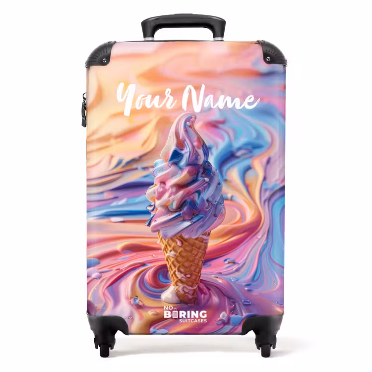 Suitcase with name - Pastel swirl — 1