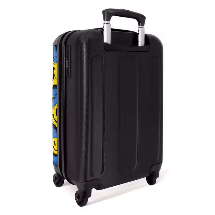 Suitcase - Yellow squiggly smiley faces on a blue background — 4