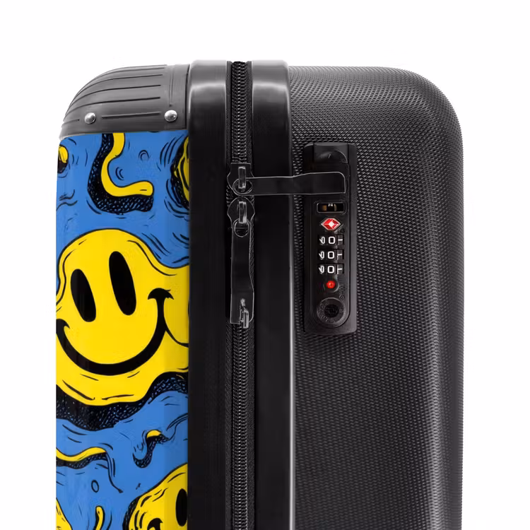 Suitcase - Yellow squiggly smiley faces on a blue background — 6