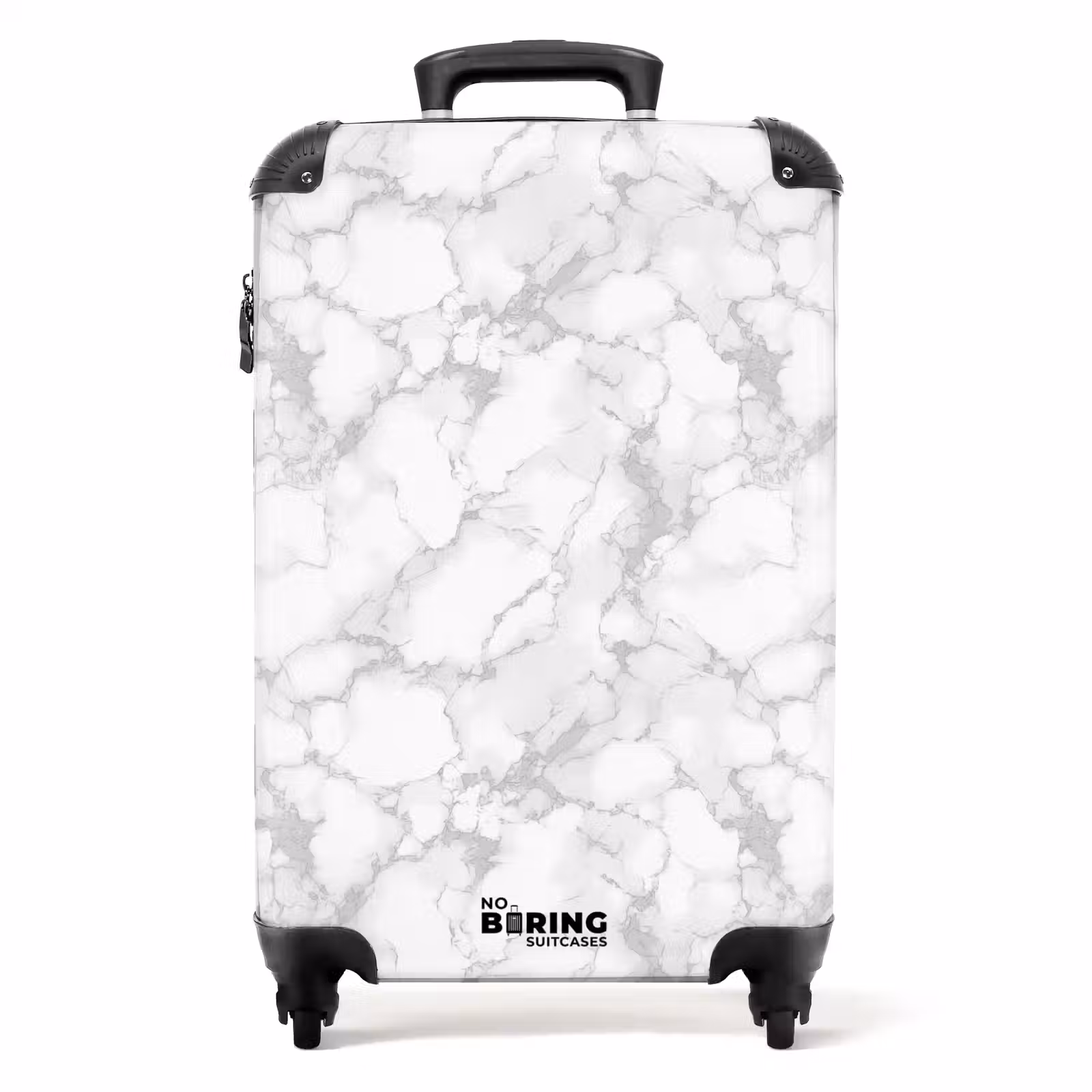 Suitcase - White - Marble - Gray — 1