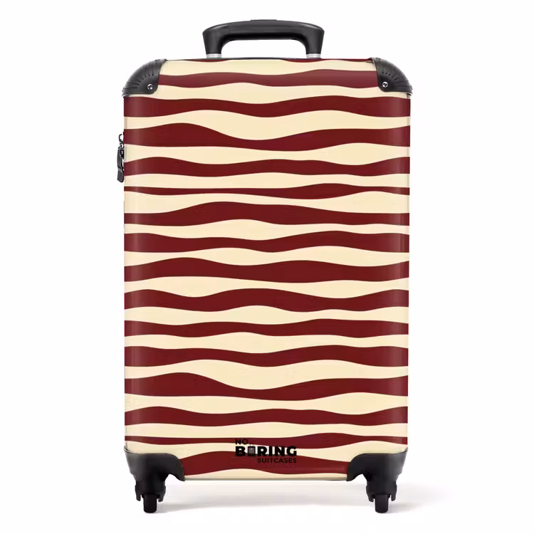 Suitcase - Waves - Red - Pattern - Cream — 1