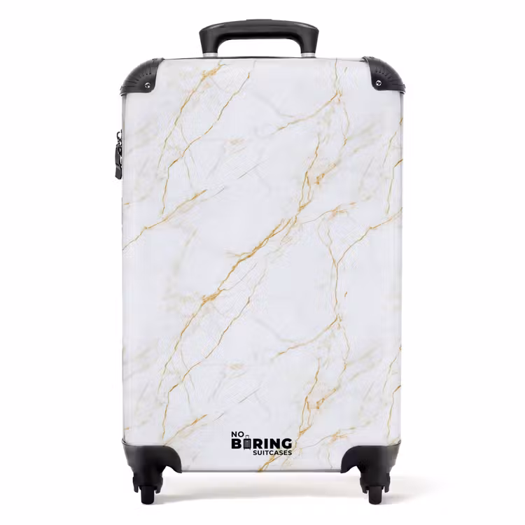 Suitcase - White - Marble - Gold - Luxurious — 1