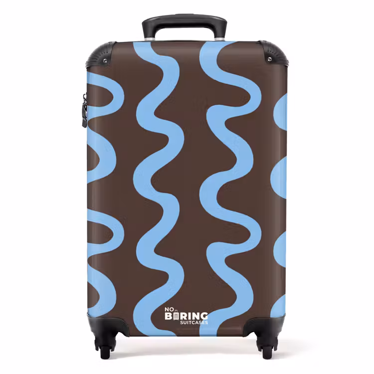 Suitcase - Winding lines - Blue - Brown - Minimalist — 1