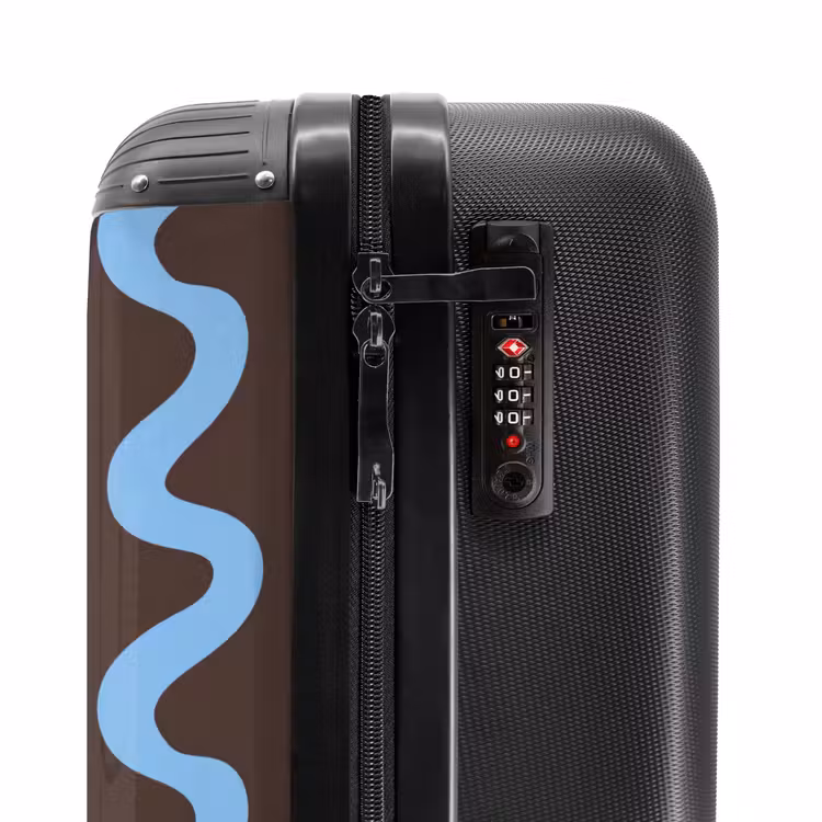 Suitcase - Winding lines - Blue - Brown - Minimalist — 5