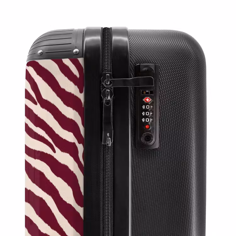 Suitcase - Zebra - Motif - Bordeaux - Red — 5
