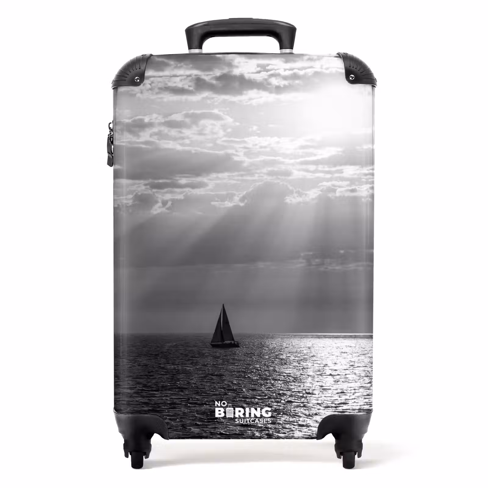 Suitcase - Water - Boat - Sky - Nature - Black and White — 1