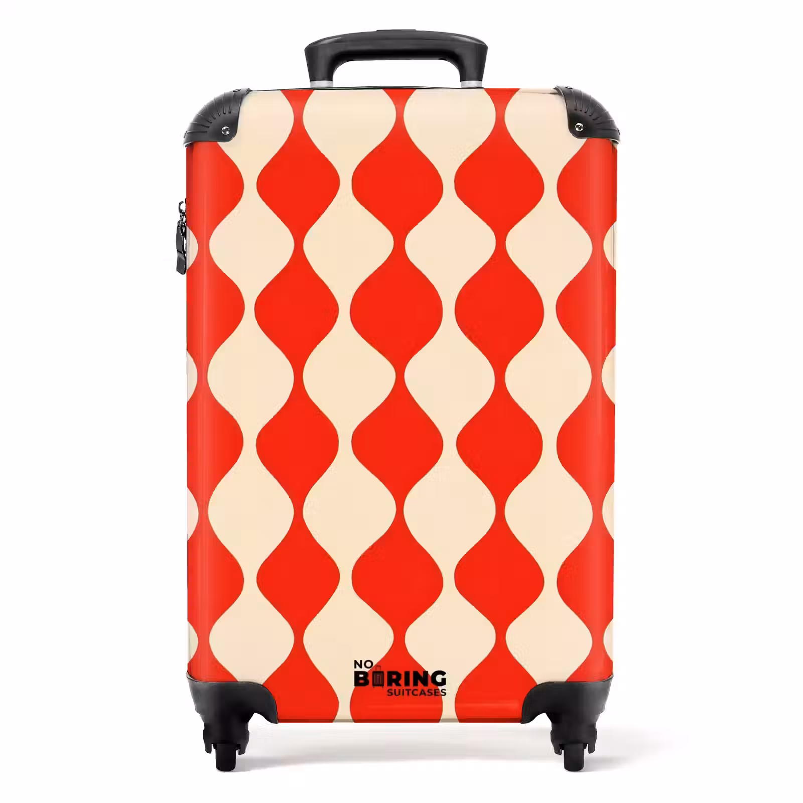 Suitcase - Wavy pattern - Retro - Red - Beige — 1