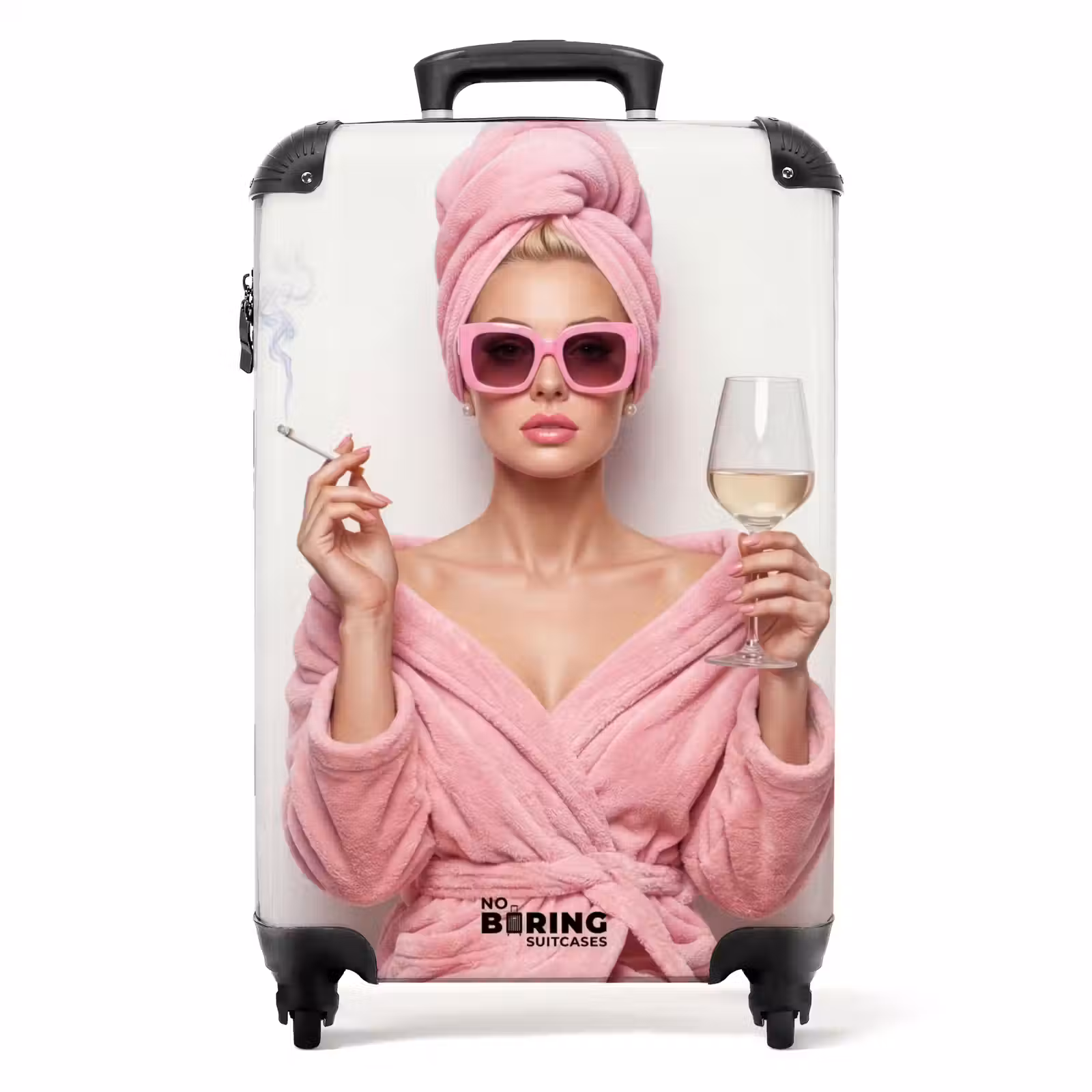 Suitcase - Woman - Pink - Wine - Sunglasses — 1