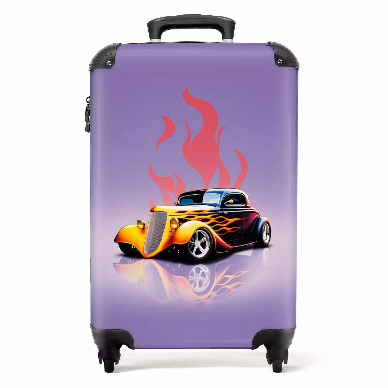 Suitcase - Yellow car with pink flames — 1