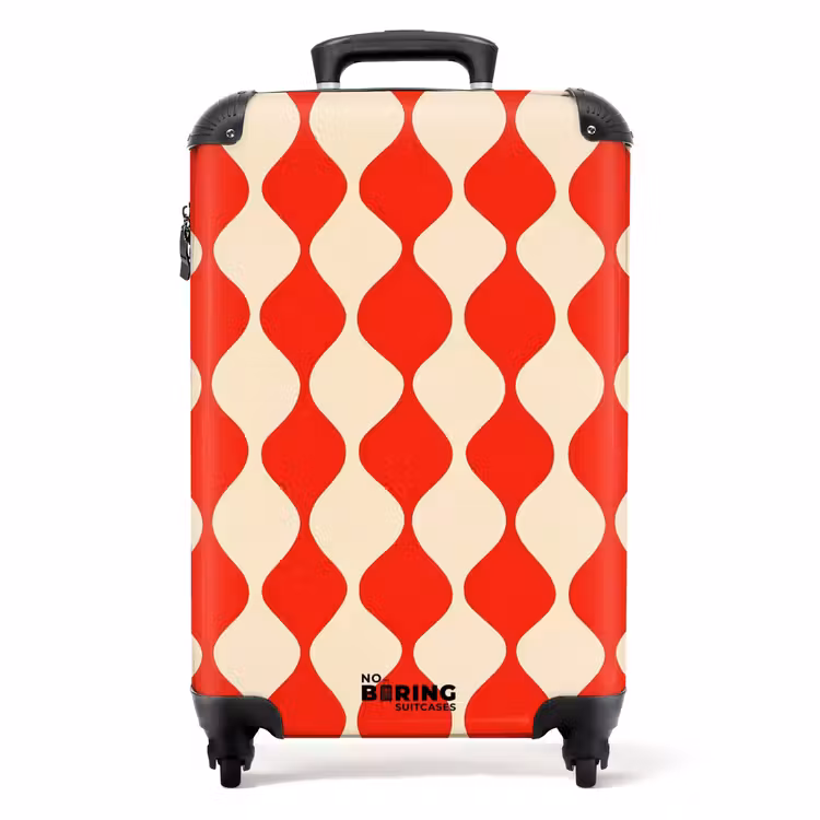 Suitcase - Wavy pattern - Retro - Red - Beige — 1