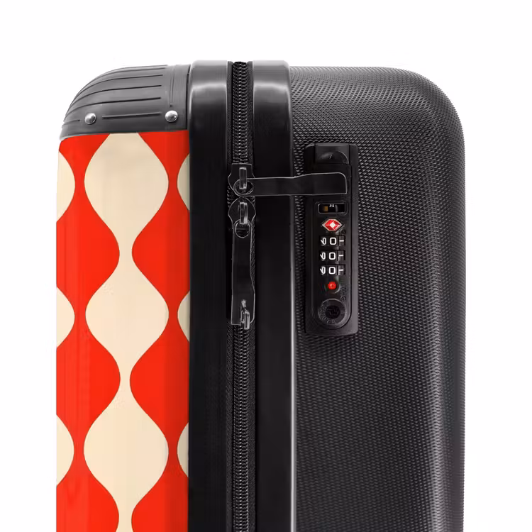 Suitcase - Wavy pattern - Retro - Red - Beige — 5