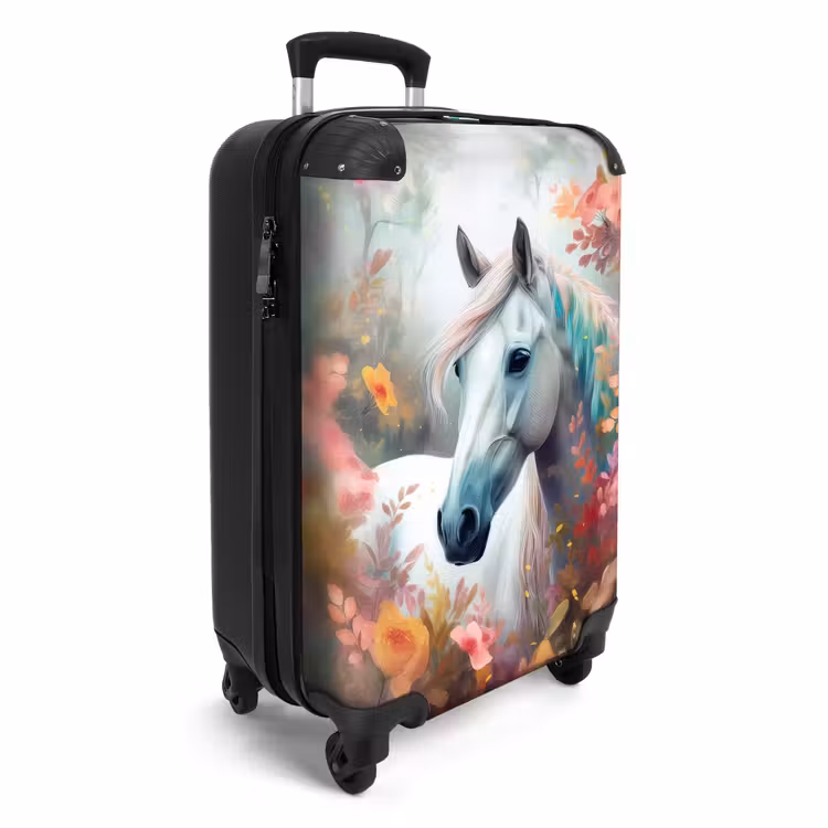 Suitcase - White horse surrounded by flowers — 2