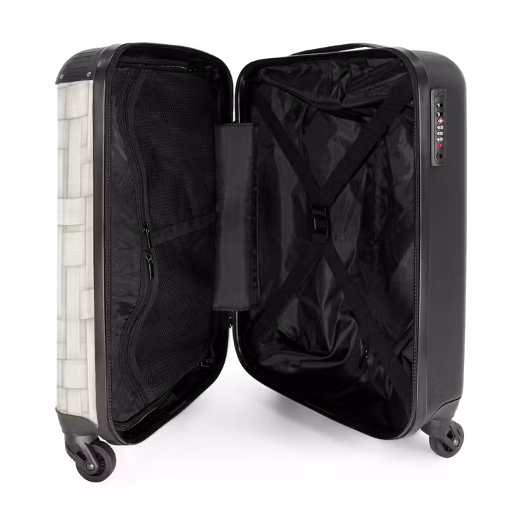 Suitcase - Wicker - Stripes - Beige — 3