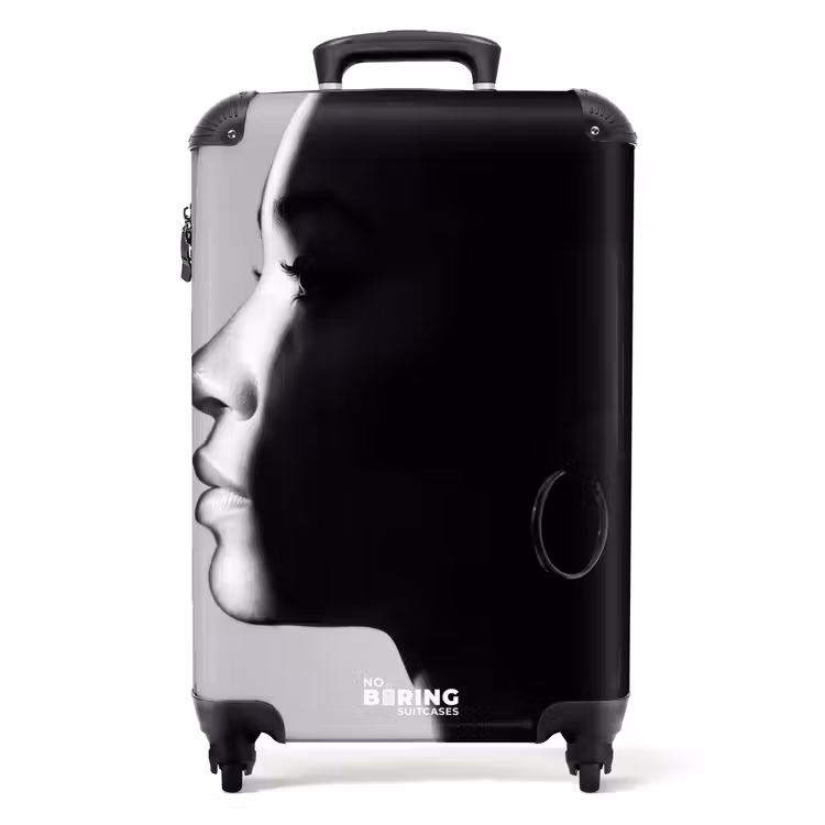 Suitcase - Woman - Profile - People - Black and White — 1