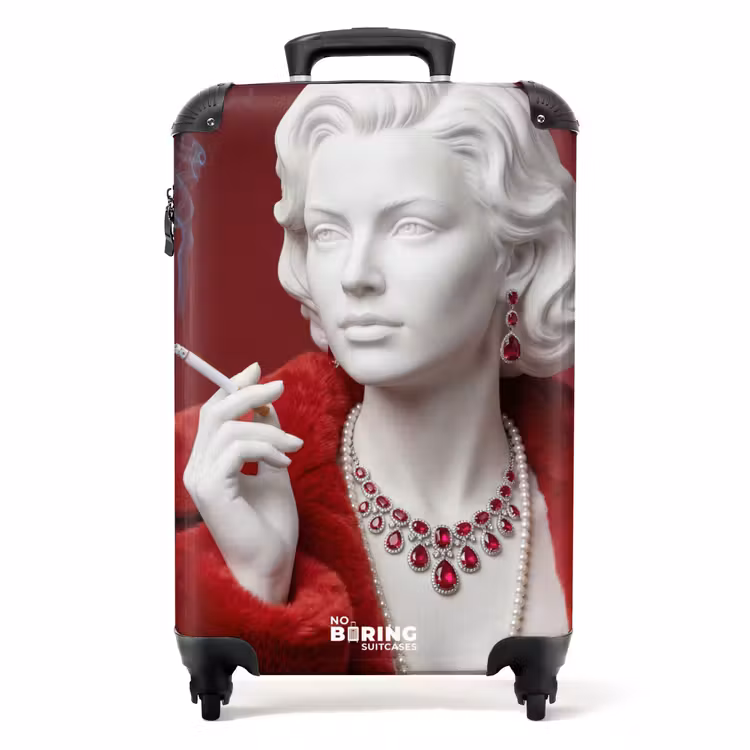 Suitcase - Women - Fur Coat - Fashion - Classic - Red — 1