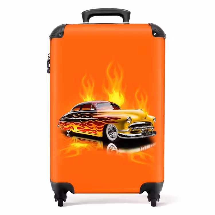 Suitcase - Yellow car with yellow flames — 1